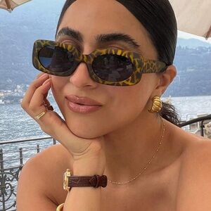 1 PC Women's Bohemian Leopard Print Casual Rectangle Fashion Eyewear